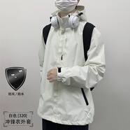 即勢美式?jīng)_鋒衣外套男女春秋季戶(hù)外登山情侶防風(fēng)防水三合一外套夾克男 米白色【帽子可拆6266】春秋款 M