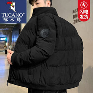 啄木鳥立領(lǐng)棉衣男士裝秋冬季外套潮流棉服潮牌襖子保暖青年上衣服 黑色 L