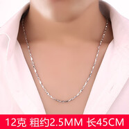 金瑞誠(chéng)足銀項(xiàng)鏈男士元寶鏈長(zhǎng)款韓版時(shí)尚掛鏈實(shí)心銀鏈子無吊墜男朋友禮物 12克長(zhǎng)度45cm 粗2.5
