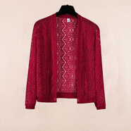 晉影2025夏新款歐若風(fēng)蕾絲披肩外套大碼坎肩鉤花外搭開(kāi)衫女空調衫SLN 019款長(cháng)袖 酒紅 6XL 建議145-165斤