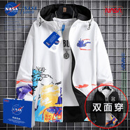 NASAGOOD官方男裝時(shí)尚外套男雙面穿工裝夾克男士春秋衣服潮流飛行員棒球服 白色【常規(guī)款】 XL（建議120-135斤）
