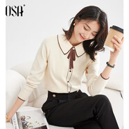 歐莎（OSA）千金小香風(fēng)減齡內搭娃娃領(lǐng)針織衫2025秋新款打底衫毛衣女上衣氣質(zhì) 杏色A M