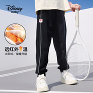 迪士尼（DISNEY）童裝兒童女童加絨長褲針織保暖休閑運動褲子25春DB331ME22黑120