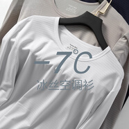 富梅瑞冰絲長(cháng)袖t恤男夏季薄款網(wǎng)眼鏤空透氣戶(hù)外速干衣居家寬松打底衫潮 圓領(lǐng)白色【細網(wǎng)長(cháng)袖】 L