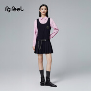 普普風(fēng)2024年秋季新品女裝時(shí)尚簡約學(xué)院風(fēng)刺繡背心迷你連衣裙PC3L21514S 深藍(lán)色 S