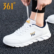 361°男鞋秋季軟底跑步鞋秋季新款皮面防水休閑跑鞋輕質(zhì)旅游運動(dòng)鞋子男 白藍色(皮面防水) 46