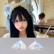 初享（CHUXIANG）藍色洛麗塔cosplay貓耳朵發(fā)箍lolita貓娘獸耳發(fā)帶KC頭飾發(fā)夾發(fā)飾 藍貓耳發(fā)夾一對 A25-106
