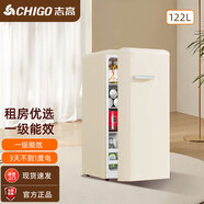 志高（CHIGO）復古冰箱家用小型雙開(kāi)門(mén)迷你網(wǎng)紅高顏值電冰箱大容量化妝品冷藏冷凍廚房宿舍租房用 【新國標一級能效】122L復古白+單門(mén)