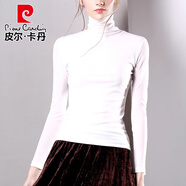 皮爾卡丹（pierre cardin）咖色高領(lǐng)網(wǎng)紗打底衫女內(nèi)搭紗衣春秋季2025黑色長(zhǎng)*袖t恤高彈力上衣 白色 M 【建議100-110斤】