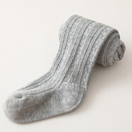 新款兒童連褲襪女童打底褲針織麻花連體襪春秋中小童寶寶襪褲1-9歲女孩公主襪 淺灰  XS/70-90cm(可開(kāi)襠）