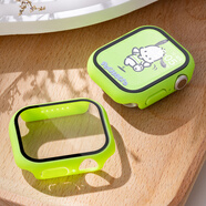崎貓AppleWatch S9保護(hù)殼S8蘋果iWatch8保護(hù)膜ultra手表表殼9鋼化膜S7表帶7一體全包SE表套S6創(chuàng)意保護(hù) 熒光綠 適用:iwatchS6/S5/S4/SE【44mm