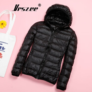 VRSZEE高端品牌輕薄羽絨服女短款連帽25秋冬季新款修身輕便韓版時(shí)尚外套 黑色【連帽】 L