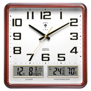 北極星（POLARIS） 掛鐘萬(wàn)年歷溫濕度計靜音時(shí)鐘客廳日歷掛表鐘表37*36cm雙液晶