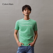 Calvin Klein Jeans夏季男女情侶中性年輕ck多色印花透氣修身短袖T恤J320931 L1C-薄荷綠 XL （推薦160-175斤）