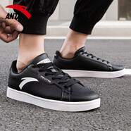 安踏板鞋男鞋2025冬季學(xué)生白色小白鞋休閑透氣運動(dòng)鞋旗艦男士滑板鞋子 黑 42.5