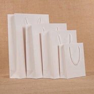顏旭牛皮紙袋禮品袋手提袋 定制logo禮物袋伴手禮袋 白酒茶葉包裝袋子 (5個(gè)裝)白色-豎款(28*10*33cm)