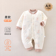 嘉貝艾爾嬰兒衣服秋冬裝厚款棉衣嬰兒連體衣男女寶寶衣服0-1歲哈衣爬服 彩虹小熊 73cm(建議12-16斤)
