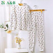 A＆B ab內衣男童保暖套裝純棉印花半高領(lǐng)寶寶秋衣秋褲Q501/Q511 C款（可愛(ài)小熊印花） 90