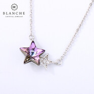【女神禮】布蘭琪Blanche水晶星星項(xiàng)鏈女個(gè)性925銀吊墜鎖骨頸鏈飾品短款 紫色