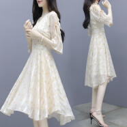 单蜜（Danmi）雪纺连衣裙女装2024年夏季新款韩版修身时尚小个子碎花沙滩裙子夏 图片色 S