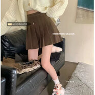 御仕達(dá)秋冬款百褶裙ins女短裙秋冬復(fù)古學(xué)院風(fēng)學(xué)生毛呢裙a字裙高腰 毛呢深棕色（含內(nèi)襯） 星空呢料 M 95-105斤
