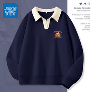 真維斯（JEANSWEST）衛衣女春秋季女裝polo衫2025新款外套上衣服小個(gè)子休閑韓版上衣服 藏青 復古油畫(huà)小花_K M