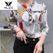 MLEX潮夫人服飾中年雪紡衫女2023夏季新款顯瘦百搭七分袖上衣 紅方塊 3XL 120-135斤