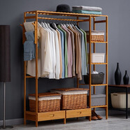 木馬人簡(jiǎn)易衣柜家用衣櫥收納置物架楠竹組合衣服柜子置物架收納架儲物柜 原色-雙抽屜款