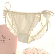 暢印系繩款二次元可愛(ài)中腰三角內褲女透氣夏季大碼牛奶絲少女心森女 46D1米白 M