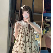 慕瑤雨新款夏季甜美小個子連衣裙套裝女顯瘦吊帶短裙減齡泡泡袖襯衫兩潮 白色襯衫 M 建議95-110斤