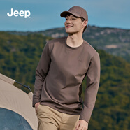 吉普（JEEP）長(zhǎng)袖t恤男2025新款春秋百搭休閑刺繡圓領(lǐng)體恤衫舒適透氣T恤 沙漠棕 M （115-130斤）