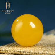 歐采妮（OUCERNY）天然蜜蠟散珠琥珀滿蜜雞油黃老形圓珠配珠佛珠文玩手串配件珠單顆 8mm+（優(yōu)質(zhì)彈力繩+引線）
