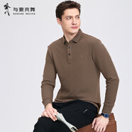 與狼共舞【高級(jí)感】長(zhǎng)袖T恤男2025春季新款純棉刺繡中青年P(guān)OLOT恤衫6541 棕色306 M /170