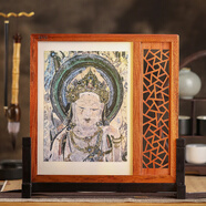 敦煌研究院 經(jīng)典壁畫(huà)紫光檀插屏擺件 博物館文創(chuàng  )古典優(yōu)雅精致實(shí)木復古擺件 敦煌木制插屏擺件_美人菩薩