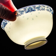 瓷鈊堂 景德鎮(zhèn)陶瓷防燙家用中式青花瓷米飯碗高腳碗禮品 纏枝玲瓏【青花米飯碗1個(gè)】 4.5英寸【口徑12cm高6cm】