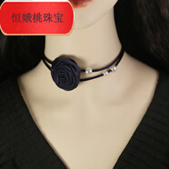 柯游感項(xiàng)鏈花朵鎖骨頸鏈choker脖子飾品魅力項(xiàng)圈新款網(wǎng)紅項(xiàng)圈 墨藍(lán)玫瑰三株