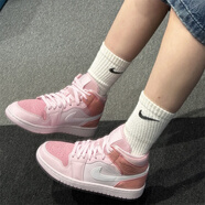 耐克（NIKE）Air Jordan 1 Mid GS AJ1 女款防滑耐磨中幫復(fù)古運(yùn)動(dòng)休閑籃球鞋 CW5379-600櫻花粉 38