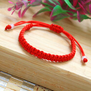 端午節五彩繩手鏈小粽子手繩民族風(fēng)手工繞線(xiàn)編織兒童寶寶首飾 紅色平結