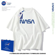 NASA GISS官方情侶款短袖t恤男純棉2023夏新款潮流寬松oversize卡通體恤衫 8009白色 4XL體重210-230斤