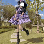 樹奈奈 庫(kù)洛米衣服cos 黑貓艾琳娜三段裙子Lolita:jsk洛麗塔連衣裙cos 5019紫色 M