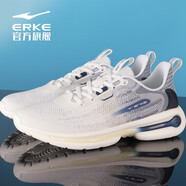 鴻星爾克（ERKE）跑步鞋新款緩震輕便百搭情侶款耐磨跑鞋休閑網(wǎng)面透氣旅行鞋男鞋 正白/藏深藍(lán)（男款） 39