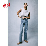 H&M女裝牛仔褲秋季時(shí)尚高腰直筒闊腿寬松休閑褲1067430 淺牛仔藍(lán) S 160/72A