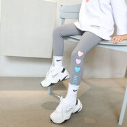 女童打底褲兒童夏季薄款3-10歲兒童鯊魚褲2022新款春夏裝褲子女童九分褲小寶寶打底褲洋氣炸街潮 9558灰色 130cm(130cm)