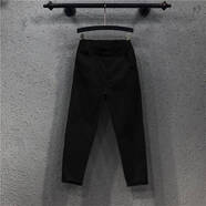 白色牛仔褲女九分休閑褲春夏學生韓版寬松顯瘦松緊腰小腳褲哈倫褲 黑色 M 85-105斤
