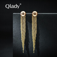 Qlady 法式唯美流蘇耳環(huán)女時(shí)尚長(cháng)款氣質(zhì)優(yōu)雅925銀針珍珠耳釘女韓版大方甜美網(wǎng)紅顯臉瘦耳飾品送女友 咖金色