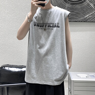 雪萊瓊斯（Shelley Jones） 美式坎肩短袖背心男夏季ins無袖籃球上衣服青少年學(xué)生 淺灰色 L