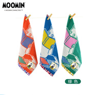 姆明（MOOMIN）花朵方巾 1條裝小毛巾雙面毛圈洗臉巾 家用柔軟純棉吸水精梳棉A類 1條讀書方巾綠色-47-D1761065 50g