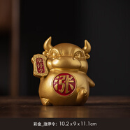 洛土國潮炒股票漲停金牛股市擺件創(chuàng  )意華爾街牛金融禮品辦公室桌面裝飾 彩金【漲停令】炒股牛