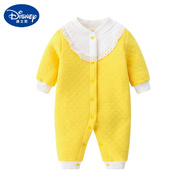 迪士尼（Disney） 嬰兒夾棉連體衣秋冬季新生兒衣服棉質(zhì)男女寶寶初生兒保暖內衣加 洋紅色 保暖-黃色拼心B 73 建議18斤內70厘米下