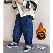 允橘1-5歲小孩子穿的2022秋季男童牛仔褲長褲子春秋款童裝哈倫褲中小 加絨 大袋哈倫褲 120cm